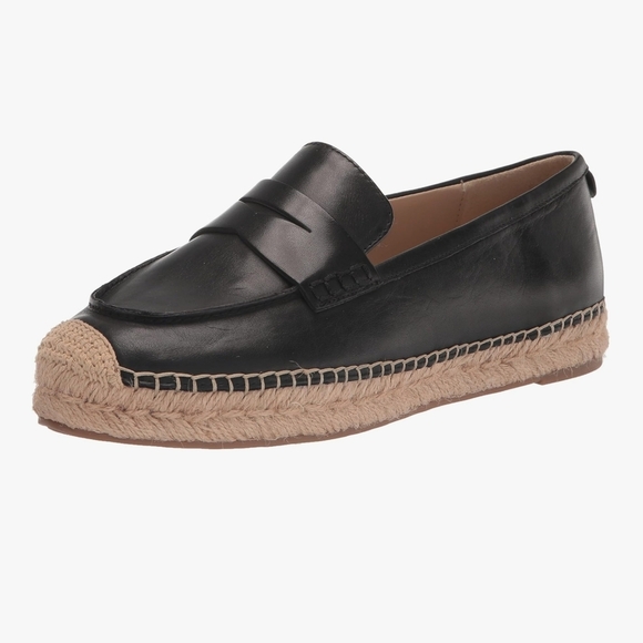 BNWT Sz US 7.5 Sam Edelman Kai Black and Tan Slip-On Leather Loafers Espadrille - Picture 8 of 13